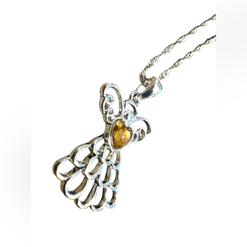 Avon November Birthstone Angel Pendant Necklace – Silver Tone (2011)